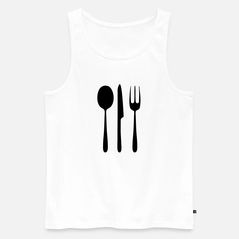 Messer Gabel Löeffel - Männer Premium Bio Tank Top - Weiß