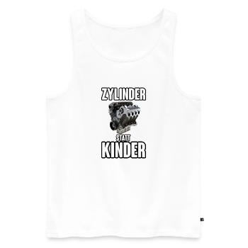Zylinder statt Kinder Motor - Männer Premium Bio Tank Top - Weiß - Vorne - Michal (187cm)