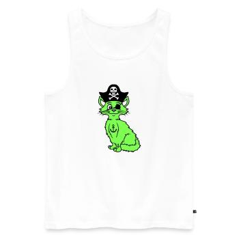 Süße Pirat Katzen Seeräuber Augenklappe Hut Kostüm - Männer Premium Bio Tank Top - Weiß - Vorne - AI Model Male 178 light (178cm)
