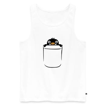 Petit pingouin dans la poitrine poche sac chemise - Débardeur bio Premium Homme - blanc - Devant - Michal (187cm)