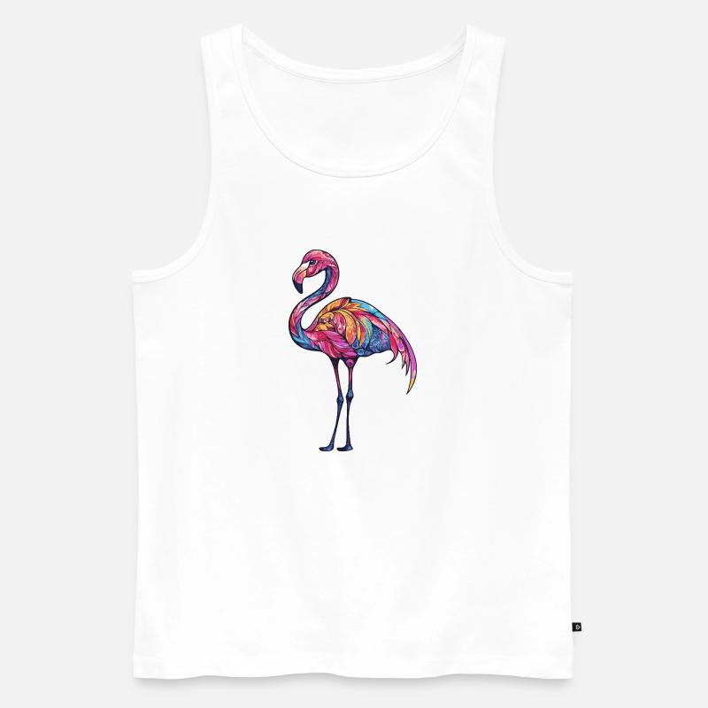 Flamingo Bunt - Männer Premium Bio Tank Top - Weiß