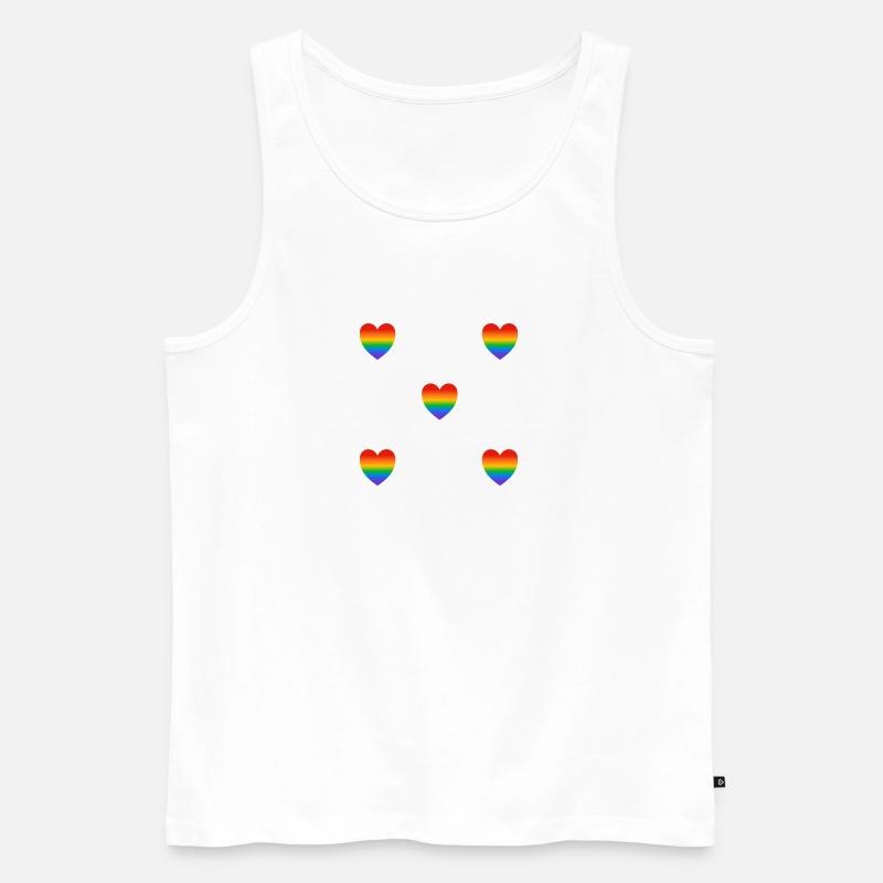 Regenbogen-Herzen - Männer Premium Bio Tank Top - Weiß