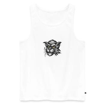 Starker Katzen Kopf – klassischer Tattoo-Style - Männer Premium Bio Tank Top - Weiß - Vorne - Michal (187cm)