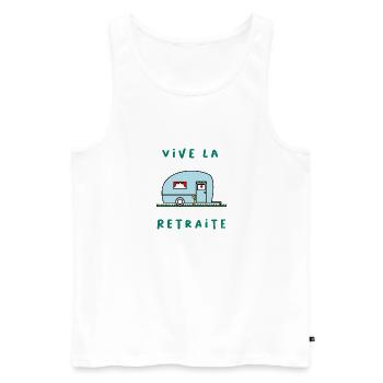 RUHESTAND. GLÜCKLICHER RUHESTAND. GLÜCKLICHER RUHESTAND - Männer Premium Bio Tank Top - Weiß - Vorne - Michal (187cm)