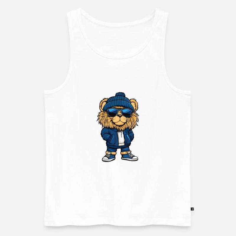 Löwe Cool Comic - Männer Premium Bio Tank Top - Weiß
