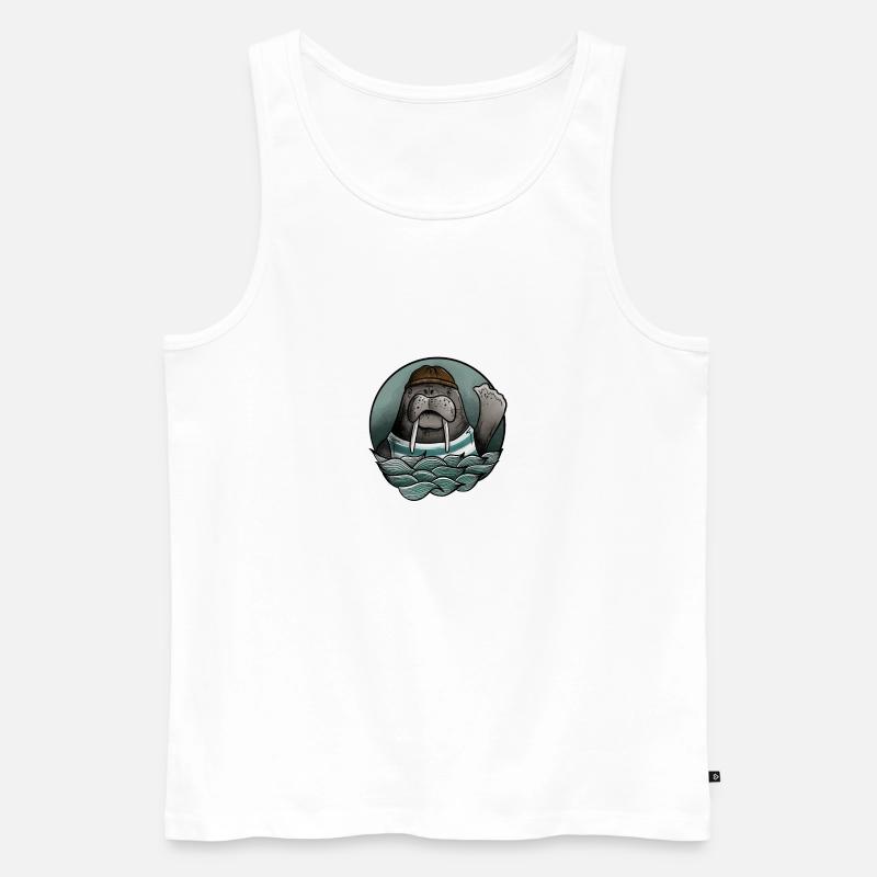 Walross Robbe Hipster - Männer Premium Bio Tank Top - Weiß