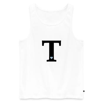 Lettre T Lettre initiale - Débardeur bio Premium Homme - blanc - Devant - AI Model Male 178 light (178cm)