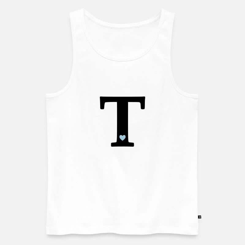 Buchstabe T Anfangsbuchstabe - Männer Premium Bio Tank Top - Weiß