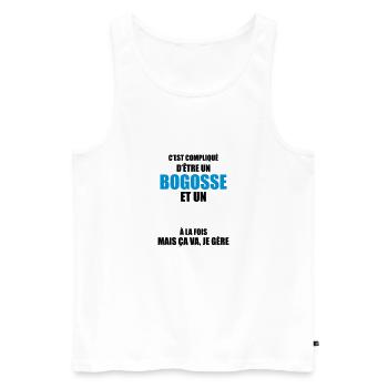 c'est compliqué d'être un bogosse ( votre texte) - Débardeur bio Premium Homme - blanc - Devant - Michal (187cm)