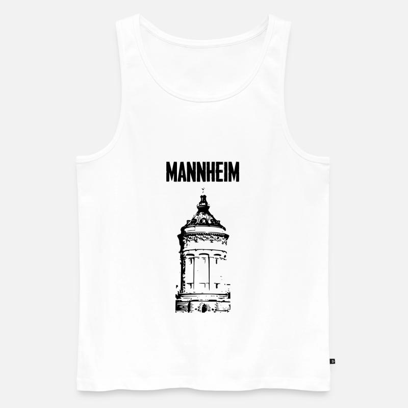 Mannheim Wasserturm Schwarz - Männer Premium Bio Tank Top - Weiß
