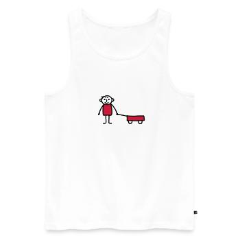 Junge mit Bollerwagen - V2 - Männer Premium Bio Tank Top - Weiß - Vorne - AI Model Male 178 light (178cm)