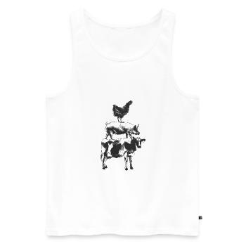 Chicken Pig Cow - Men's Premium Organic Tank Top - white - Front - AI Model Male 178 light (178cm)
