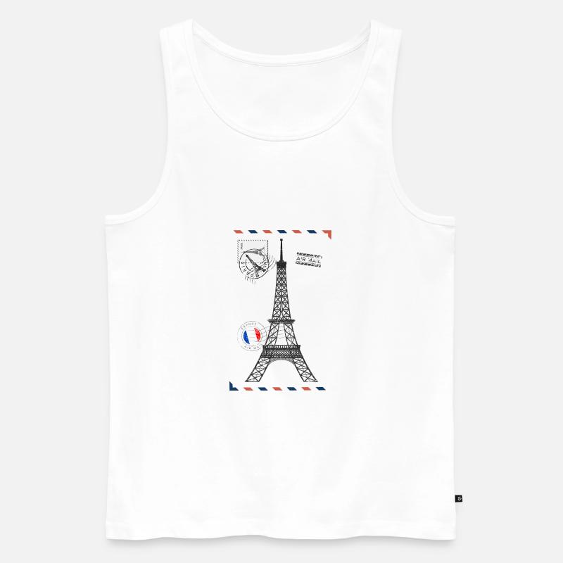 Paris Postkarte Eiffelturm - Männer Premium Bio Tank Top - Weiß