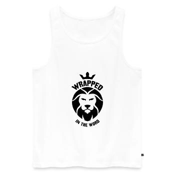 Wrapped in the word! - Men's Premium Organic Tank Top - white - Front - AI Model Male 178 light (178cm)