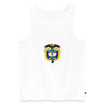 Armoiries nationales de Colombie - Débardeur bio Premium Homme - blanc - Devant - AI Model Male 178 light (178cm)