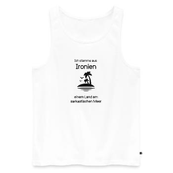 Ich stamme aus Ironien. - Männer Premium Bio Tank Top - Weiß - Vorne - Michal (187cm)
