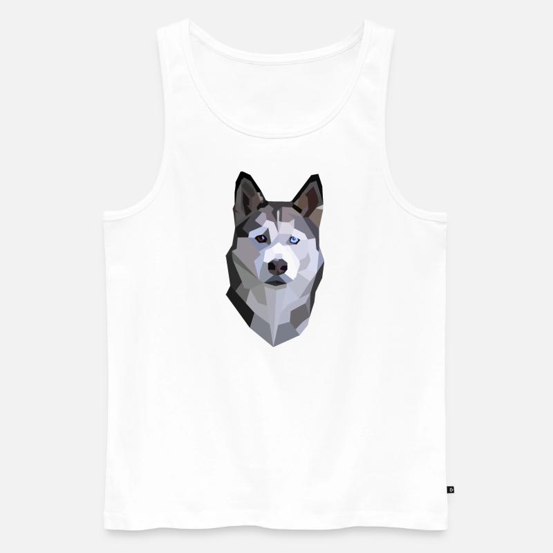 husky lowpoly - Männer Premium Bio Tank Top - Weiß