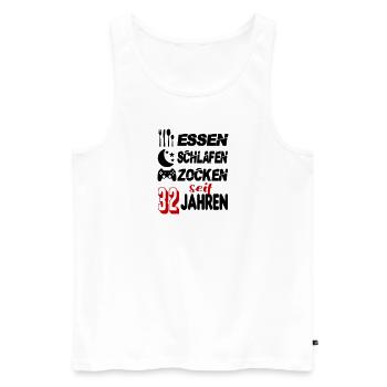 Geburtstag 32 Zocken Spielen Gaming Schlafen - Männer Premium Bio Tank Top - Weiß - Vorne - AI Model Male 178 light (178cm)