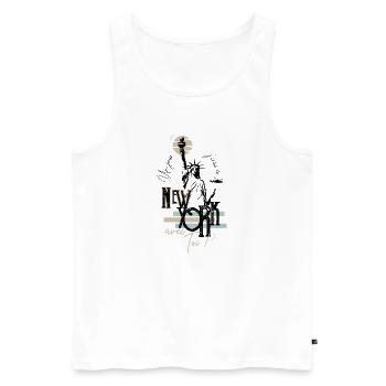Un jour j'irai à New-York avec toi - Débardeur bio Premium Homme - blanc - Devant - Michal (187cm)