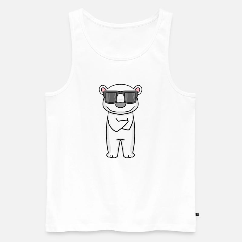 cooler Eisbär mit Sonnenbrille - Männer Premium Bio Tank Top - Weiß
