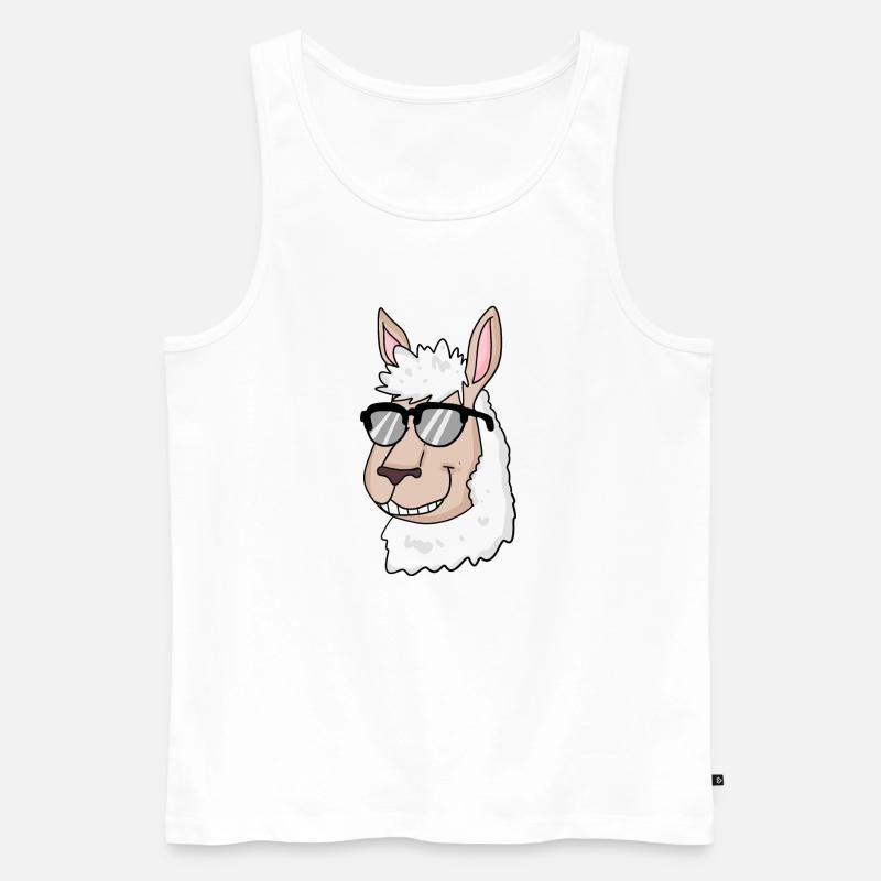 cooles Lama mit Sonnenbrille - Männer Premium Bio Tank Top - Weiß