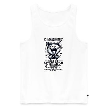 EIN LOUGH AM TAG HÄLT DIE MÜRRISCHEN FERN, LUSTIG - Männer Premium Bio Tank Top - Weiß - Vorne - AI Model Male 178 light (178cm)