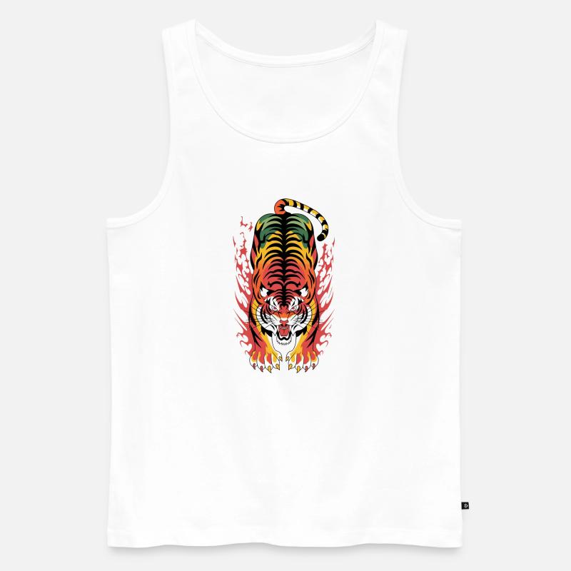 Flammenplatsch der Flammenflamme des lodernden Tigers - Männer Premium Bio Tank Top - Weiß