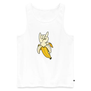 Illustration du geste de la main de la banane - Débardeur bio Premium Homme - blanc - Devant - Michal (187cm)