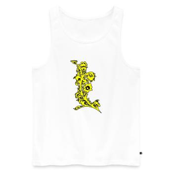 Ornement de détail de fleur jaune - Débardeur bio Premium Homme - blanc - Devant - Michal (187cm)