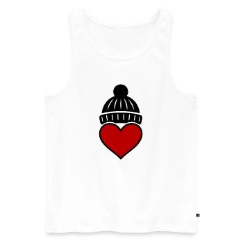 Herz Winter Mütze Liebe - Männer Premium Bio Tank Top - Weiß - Vorne - Michal (187cm)