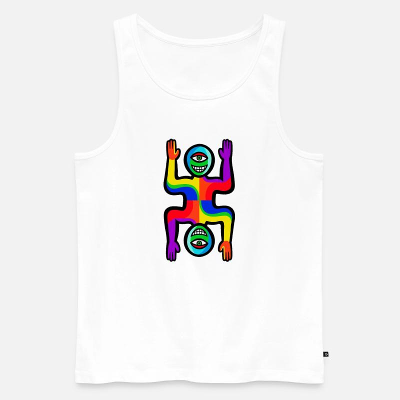 Regenbogen-Zwei-Gesichter-Figur - Männer Premium Bio Tank Top - Weiß