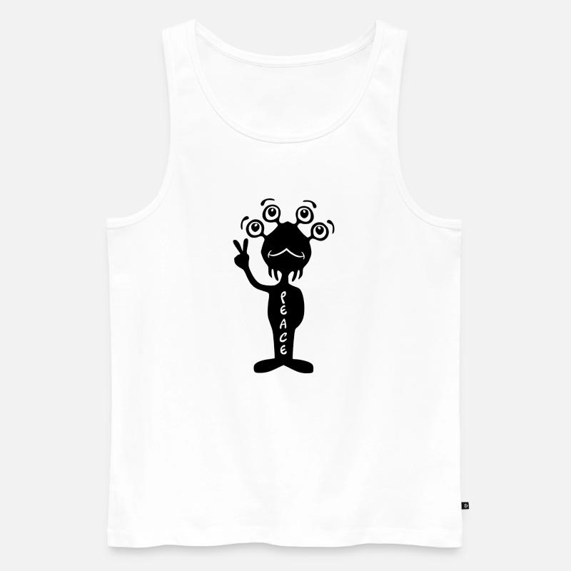  Peace Alien - Schwarz - Männer Premium Bio Tank Top - Weiß