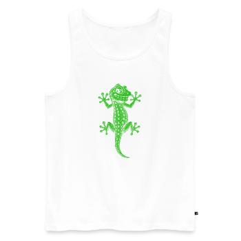 Gecko - Männer Premium Bio Tank Top - Weiß - Vorne - Michal (187cm)