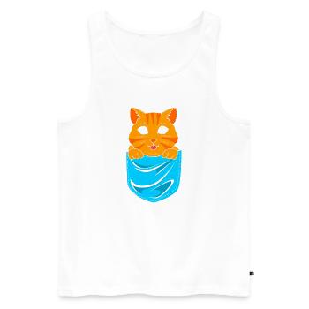 Chat tigré - Débardeur bio Premium Homme - blanc - Devant - Michal (187cm)