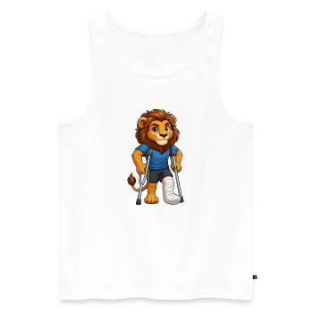 Lion hero with crutches - Men's Premium Organic Tank Top - white - Front - Michal (187cm)