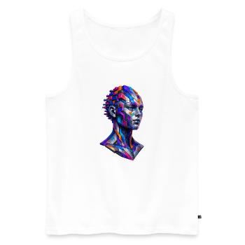 Mosaic Portrait Farbrausch - Men's Premium Organic Tank Top - white - Front - Michal (187cm)