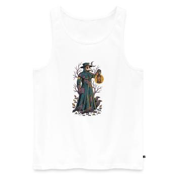 Der Pestdoktor mit der Laterne - Männer Premium Bio Tank Top - Weiß - Vorne - Michal (187cm)
