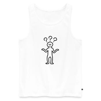 Question mark hommes - Line - Débardeur bio Premium Homme - blanc - Devant - AI Model Male 178 light (178cm)