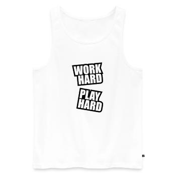 work_hard_play_hard_rp1 - Débardeur bio Premium Homme - blanc - Devant - Michal (187cm)