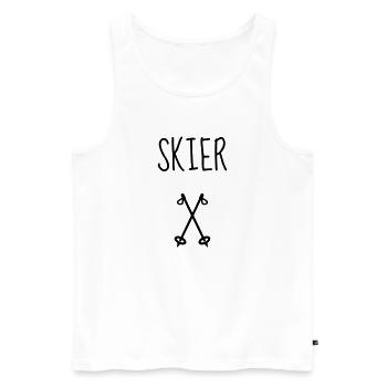 Ski Skieur Sport Sportif Skier Montagne - Débardeur bio Premium Homme - blanc - Devant - AI Model Male 178 light (178cm)