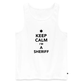 Sheriff - Men's Premium Organic Tank Top - white - Front - AI Model Male 178 light (178cm)