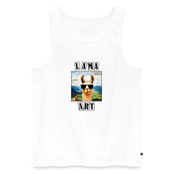 Lama Portrait Gift - Men's Premium Organic Tank Top - white - Front - Michal (187cm)