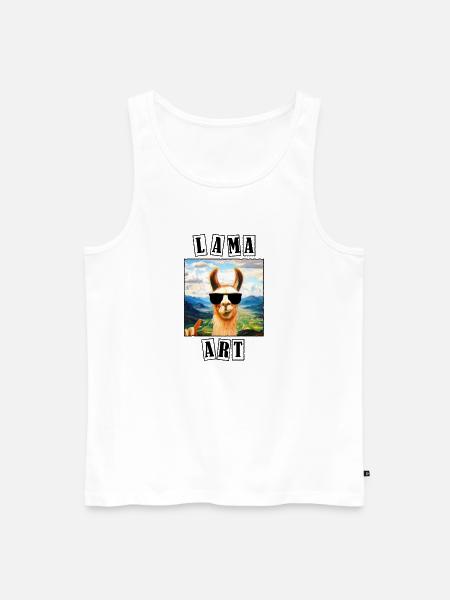 Lama Portrait Geschenk - Männer Premium Bio Tank Top - Weiß