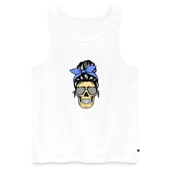 Totenkopf - Frau mit Sonnenbrille, retro - Männer Premium Bio Tank Top - Weiß - Vorne - AI Model Male 178 light (178cm)
