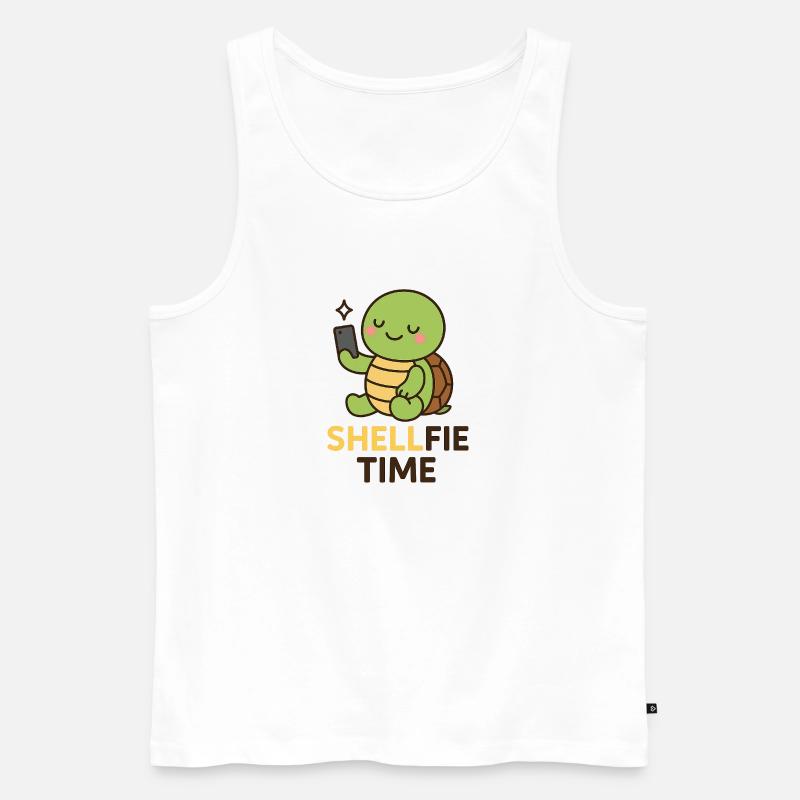 Shellfie Time – Süßes Schildkröten-Selfie - Männer Premium Bio Tank Top - Weiß