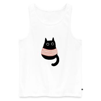 Le chat - Débardeur bio Premium Homme - blanc - Devant - Michal (187cm)