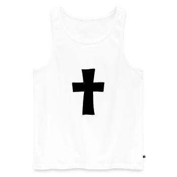 Cross Emoji Sketch Dessin Noir - Débardeur bio Premium Homme - blanc - Devant - AI Model Male 178 light (178cm)