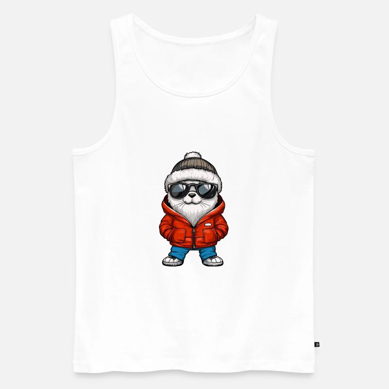 Robbe Tier Cool Comic - Männer Premium Bio Tank Top - Weiß