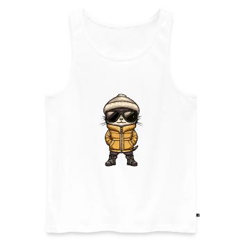 Erdmännchen Cool Comic - Männer Premium Bio Tank Top - Weiß - Vorne - AI Model Male 178 light (178cm)