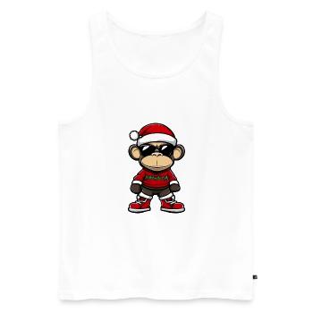 Singe Noël Noël - Débardeur bio Premium Homme - blanc - Devant - Michal (187cm)